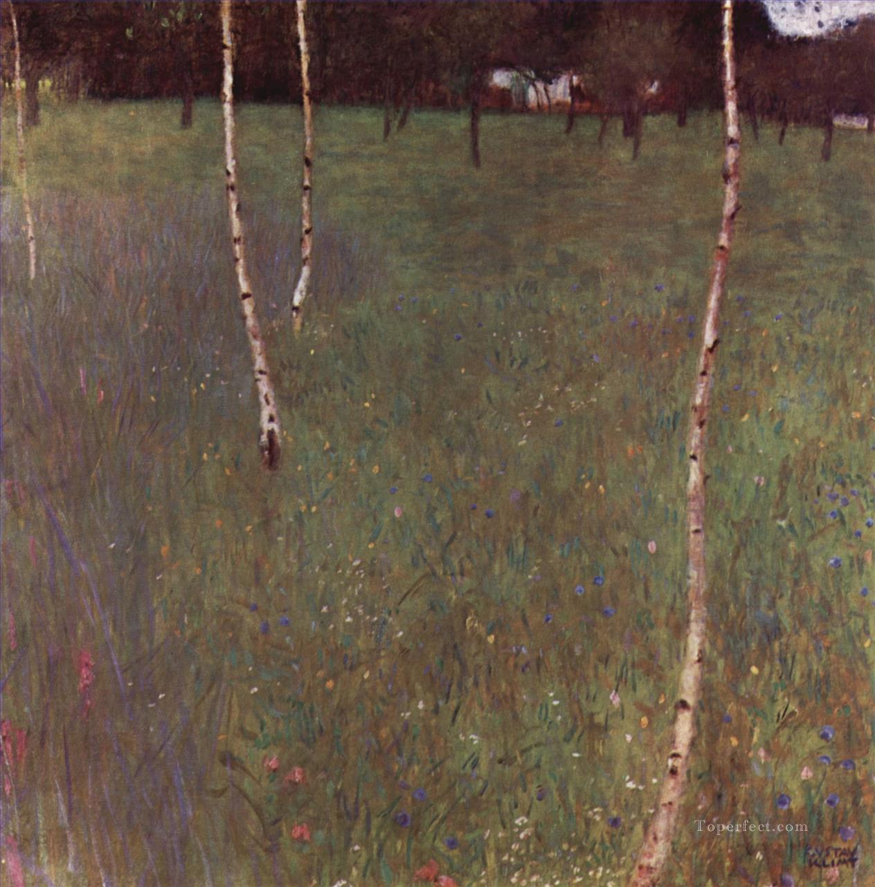 Bauernhausmit Birken Symbolism Gustav Klimt Oil Paintings